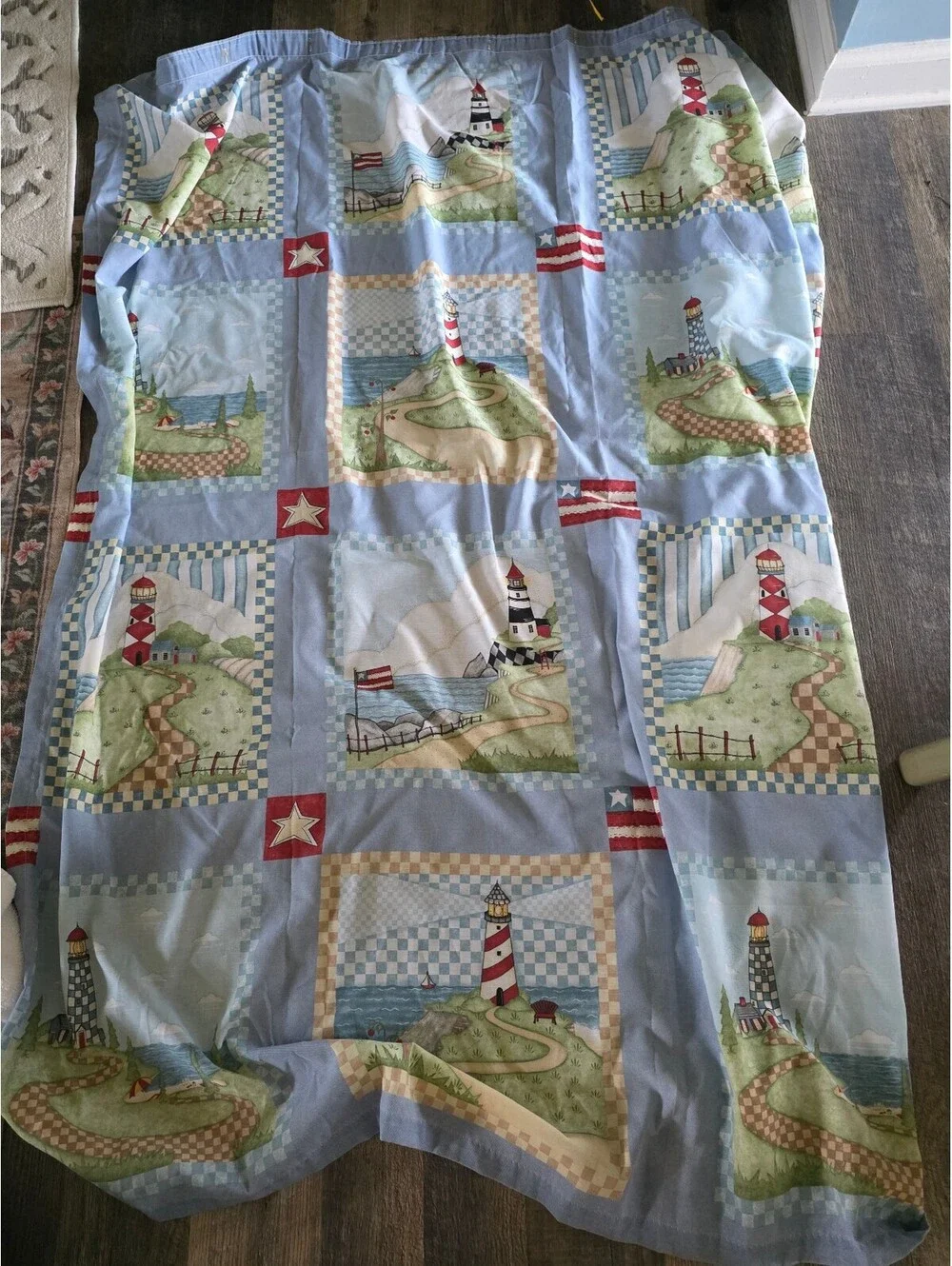 Nautical Lighthouse Patterned Fabric shower curtin